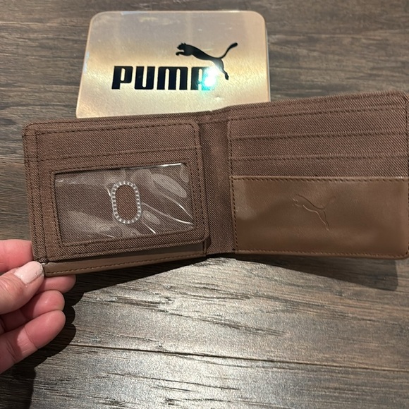 PUMA Tri-fold vegan leather wallet,6 card, ID slot,bill holder,slim fit,logo - Picture 5 of 13